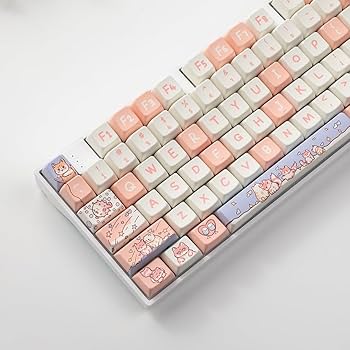 Amazon.com: JOLINTAL PBT Pink Key caps 74 Key Cap Set MDA